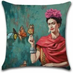 SINCèREETALI 4pcs Taie D'oreiller Polyester Lin Taie D'oreiller Housse De Coussin De Voiture Pour Canapé-lit Décor à La Maison Ensemble, 45 X 45 Cm (autoportrait Féminin) -France Coussin et housse de coussin Soldes Boutique 63816880 5