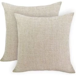 HEGUYEY Lot De 2 Housse De Coussin En Coton Et Lin Canapé Maison Decor Taies D'oreiller Décoratives Classic Housse De Coussin Pour Maison Salon Chambre Lit 40 * 40cm Beige