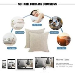HEGUYEY Lot De 2 Housse De Coussin En Coton Et Lin Canapé Maison Decor Taies D'oreiller Décoratives Classic Housse De Coussin Pour Maison Salon Chambre Lit 40 * 40cm Beige -France Coussin et housse de coussin Soldes Boutique 63862272 4
