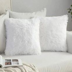 GroupM 40 * 40cm Grande Taie D'oreiller Double Face En Velours De Lion De Mer Blanc Taie D'oreiller En Peluche