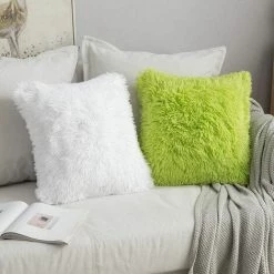 GroupM 40 * 40cm Grande Taie D'oreiller Double Face En Velours De Lion De Mer Blanc Taie D'oreiller En Peluche -France Coussin et housse de coussin Soldes Boutique 63890030 5