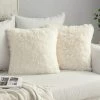 GroupM 40*40 Cm Lait Blanc 2 Pièces Taie D'oreiller Double Face En Velours De Lion De Mer Taie D'oreiller En Peluche