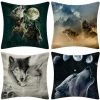 BENOBBY KIDS Housse De Coussin Décorative Pour Canapé, 4 Pièces Taie D'oreiller Décorative En Polyester Et Lin Housse De Coussin De Décoration De Voiture 45 X 45 Cm (Loup)