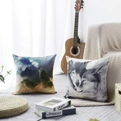 BENOBBY KIDS Housse De Coussin Décorative Pour Canapé, 4 Pièces Taie D'oreiller Décorative En Polyester Et Lin Housse De Coussin De Décoration De Voiture 45 X 45 Cm (Loup) -France Coussin et housse de coussin Soldes Boutique 63939031 3