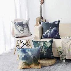 BENOBBY KIDS Housse De Coussin Décorative Pour Canapé, 4 Pièces Taie D'oreiller Décorative En Polyester Et Lin Housse De Coussin De Décoration De Voiture 45 X 45 Cm (Loup) -France Coussin et housse de coussin Soldes Boutique 63939031 5