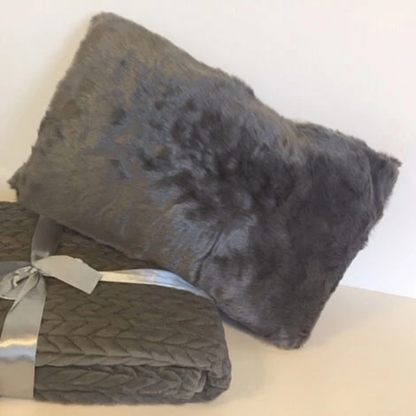 HOMEMAISON Coussin Imitation Vison Gris 30 X 50 Cm - Gris 2 HOMEMAISON Coussin Imitation Vison Gris 30 X 50 Cm - Gris – Image 2