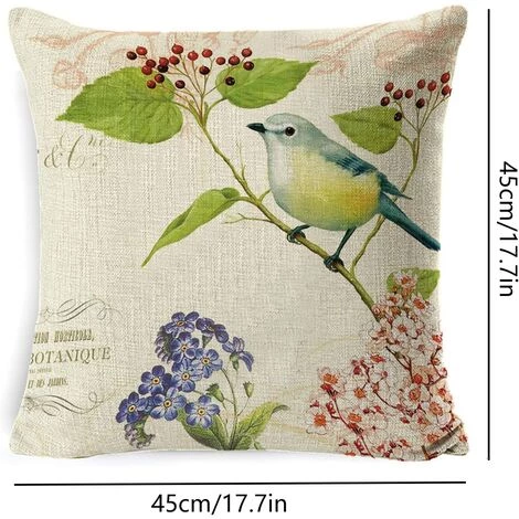 BARES Housses De Coussin Motif Oiseau Floral Taies D'Oreiller Décoratives Carrées Housse De Coussin Lin 45 X 45 Cm Housse De Coussin Canapé Moderne Pour Voiture Chambre Salon Maison Chaise Décor, 4 Pcs 2 BARES Housses De Coussin Motif Oiseau Floral Taies D'Oreiller Décoratives Carrées Housse De Coussin Lin 45 X 45 Cm Housse De Coussin Canapé Moderne Pour Voiture Chambre Salon Maison Chaise Décor, 4 Pcs – Image 2