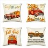 DECKON Thanksgiving Day Housse De Coussin, Lot De 4 L'automnCoton Et Lin Décoratif Taie D'oreiller Canapé Voiture Maison Décor Housses De Coussin 45 X 45 Cm (Citrouille Avec Camion)