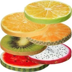 CLEGGFR Galette De Chaise Ronde Coussin Décoratif Tranche/rondelle De Fruit Décor De Chaise Pouf Décoration - Dimensions: Env. Diam. 40 X H.4 Cm - Kiwi LO-Ron -France Coussin et housse de coussin Soldes Boutique 64087429 5