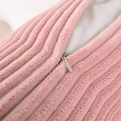 BAICCCF Coussin Et Housse De Coussin Lot De 2 Housses De Coussin Carrées Décoratives En Velours Côtelé Rose Pêche à Rayures, Décorations Pour Canapé, Canapé-lit, Chaise 45 X 45 Cm - Rose Pêche -France Coussin et housse de coussin Soldes Boutique 64107225 2