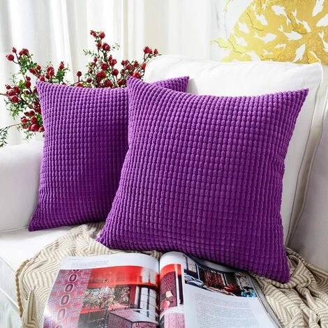 BAICCCF Coussin Et Housse De Coussin Granules Violet Lot De 2, Velours Côtelé Doux Décoratif Carré Housse De Coussin Housses De Coussin Taie D'Oreiller, Décorations De Maison Pour Canapé Canapé Lit Chaise 45x45 Cm - Violet 1 BAICCCF Coussin Et Housse De Coussin Granules Violet Lot De 2, Velours Côtelé Doux Décoratif Carré Housse De Coussin Housses De Coussin Taie D'Oreiller, Décorations De Maison Pour Canapé Canapé Lit Chaise 45x45 Cm - Violet