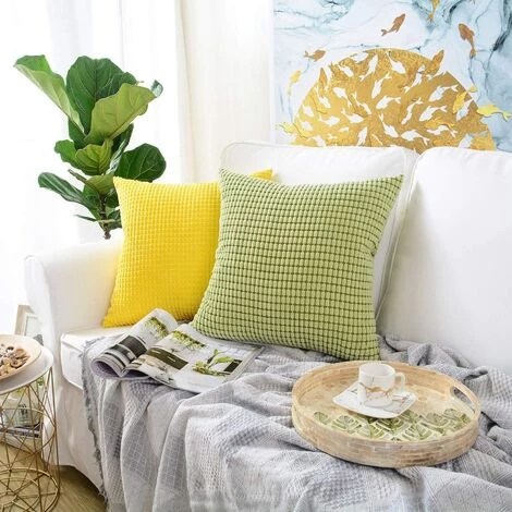 BAICCCF Coussin Et Housse De Coussin Granules Jaune Citron Lot De 2, Velours Côtelé Doux Décoratif Carré Housse De Coussin Housses De Coussin Taie D'Oreiller, Décorations De Maison Pour Canapé Canapé Lit Chaise 45x45 Cm - Jaune Citron 4 BAICCCF Coussin Et Housse De Coussin Granules Jaune Citron Lot De 2, Velours Côtelé Doux Décoratif Carré Housse De Coussin Housses De Coussin Taie D'Oreiller, Décorations De Maison Pour Canapé Canapé Lit Chaise 45x45 Cm - Jaune Citron – Image 4