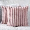 BAICCCF Coussin Et Housse De Coussin Lot De 2 Housses De Coussin Décoratives En Peluche En Fausse Fourrure Fuzzy Rayé Doux Taie D'oreiller Housses De Coussin Pour Canapé Canapé Chambre 45 X 45 Cm - Rose