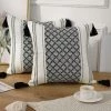 BAICCCF Coussin Et Housse De Coussin Lot De 2 Housses De Coussin Décoratives Tricotées En Coton Bohème Avec Pompon Noir Et Blanc, Accent Moderne Ferme Classique Jacquard Jacquard Taie D'oreiller Housse De Coussin Pour Canapé Canapé, 50 X 50 Cm - Le Noir