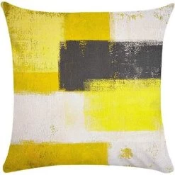 BAICCCF Coussin Et Housse De Coussin Lot De 2 Housses De Coussin Abstrait Jaune Gris Peinture Art Moderne 45 X 45 Cm Pour Salon Doux Velours Taies D'oreiller Canapé Taie D'oreiller Carré Housses De Coussin Pour Canapé Chambre - Jaune Gris -France Coussin et housse de coussin Soldes Boutique 64107568 5