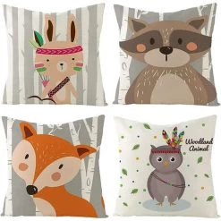 ROSIER Housses De Coussin Lin, Animaux De Dessin Animé Coloré, Décoratif Canapé Taie D'oreiller Decoration Canapé D'extérieur Pour Chambre,Chambre D'enfants, Chaise, Lit, Jardin 45x45CM,-VEBTles