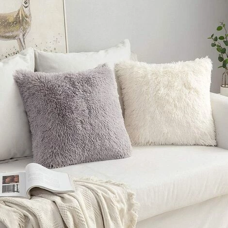 CARILLONSàVENT Lot De 2 Housse De Coussin De Canapé Fourrure De Luxe Decoration Canapé Maison Chambre Lit Super Doux Peluche Taie D'oreiller Décorative 40X40cm 16X16 Pouces Beige Carivent 5 CARILLONSàVENT Lot De 2 Housse De Coussin De Canapé Fourrure De Luxe Decoration Canapé Maison Chambre Lit Super Doux Peluche Taie D'oreiller Décorative 40X40cm 16X16 Pouces Beige Carivent – Image 5