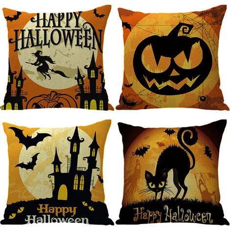 REGALI 4 Pièces Halloween Sorcière Citrouille Housse De Coussin Impression Jeter Taie D'oreiller Taie D'oreiller Maison Canapé-lit Décor 45 X 45 Cm (A) 1 REGALI 4 Pièces Halloween Sorcière Citrouille Housse De Coussin Impression Jeter Taie D'oreiller Taie D'oreiller Maison Canapé-lit Décor 45 X 45 Cm (A)