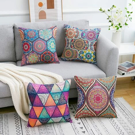 MONLY Housses De Coussin 45 X 45 Cm Taies D'oreiller Bohème Mandala Floral Taies D'oreiller Coton Lin Carré Extérieur Décoratif Moderne Hippie Art Taies D'oreiller Pour Canapé Canapé Pack De 4 3 MONLY Housses De Coussin 45 X 45 Cm Taies D'oreiller Bohème Mandala Floral Taies D'oreiller Coton Lin Carré Extérieur Décoratif Moderne Hippie Art Taies D'oreiller Pour Canapé Canapé Pack De 4 – Image 3