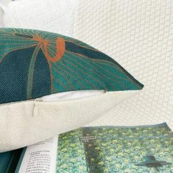 PERLE RARE Housse De Coussin 45x45 Vert Taies D'oreiller En Lin Coussins De Canapé Décoratifs Lot De 4 Jungle Vert Foncé Housses De Coussin Décoratives Moderne -France Coussin et housse de coussin Soldes Boutique 64467695 3