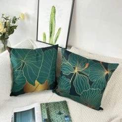 PERLE RARE Housse De Coussin 45x45 Vert Taies D'oreiller En Lin Coussins De Canapé Décoratifs Lot De 4 Jungle Vert Foncé Housses De Coussin Décoratives Moderne -France Coussin et housse de coussin Soldes Boutique 64467695 5