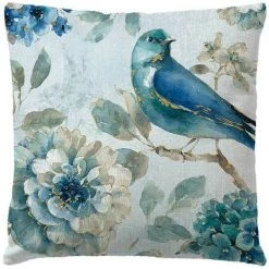 PERLE RARE Extérieur Housse De Coussin, Lot De 4 Imperméable Fleurs Bleues Et Oiseaux Motif Canapé Taie D'oreiller Pour Patio Jardin Salon Chambre Décoration, 45x45cm -France Coussin et housse de coussin Soldes Boutique 64468495 4