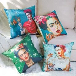 PERLE RARE Housse De Coussin Méditerranéen Artiste Cactus Plante Motif Taie D'oreiller Pour Canapé Maison Salon Chambre Décoration D'intérieur, 45x45cm, Ensemble De 4 Pièces(Artiste B) -France Coussin et housse de coussin Soldes Boutique 64468914 4