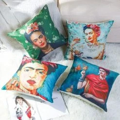 PERLE RARE Housse De Coussin Méditerranéen Artiste Cactus Plante Motif Taie D'oreiller Pour Canapé Maison Salon Chambre Décoration D'intérieur, 45x45cm, Ensemble De 4 Pièces(Artiste B) -France Coussin et housse de coussin Soldes Boutique 64468914 5