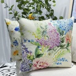 PERLE RARE Housse De Coussin 45x45, Lot De 4 Coton Et Lin Décoratif Canapé Home Decor Taie D'oreiller Super Doux Decoration Maison Salon Chambre Pour Canapé（Herbe De Chrysanthème） -France Coussin et housse de coussin Soldes Boutique 64468963 5