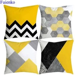 Housses De Coussins Jaune 45x45cm 4pcs FUIENKO