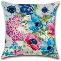 PERLE RARE 4 Pcs Housses De Coussin 45 X 45 Cm, Carré Coussin Décoratif Taie D'oreiller Canapé Housse Coussin Coton Lin Décoration Maison Pour Lit Chambre Salon Bureau Voiture Tropical Feuilles Fleurs Motif -France Coussin et housse de coussin Soldes Boutique 64473257 3