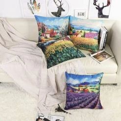 THSINDE Housse De Coussin De Canapé 4 Pièces Housse De Coussin Maison Salon Chambre Décoration, 45x45cm (style Campagnard) -France Coussin et housse de coussin Soldes Boutique 64531919 3