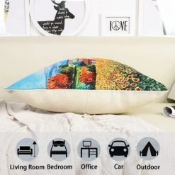 THSINDE Housse De Coussin De Canapé 4 Pièces Housse De Coussin Maison Salon Chambre Décoration, 45x45cm (style Campagnard) -France Coussin et housse de coussin Soldes Boutique 64531919 5