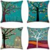 THSINDE 4 Pièces Plante Feuille Housse De Coussin Motif Géométrique Canapé Taie D'oreiller Maison Salon Chambre Décoration Arbre 45x45cm