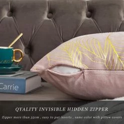 MINKUROW Housse De Coussin 45x45 Cm Velours Feuilles D'Or Housses De Coussin Pour Canapé Housse De Coussin Décoratif Coussin Pour Canapé Chambre Salon Ensemble De 2 7 MINKUROW Housse De Coussin 45x45 Cm Velours Feuilles D'Or Housses De Coussin Pour Canapé Housse De Coussin Décoratif Coussin Pour Canapé Chambre Salon Ensemble De 2 -France Coussin et housse de coussin Soldes Boutique 64680716 3