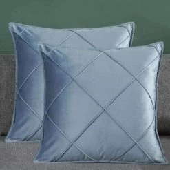 MINKUROW Housse De Coussin En Velours Simple Et Douce De Haute Qualité, Housse De Coussin Décorative Pour Canapé (45 X 45 Cm (2 Bleu Clair))