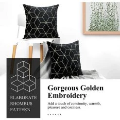 MINKUROW Housse De Coussin En Velours, 2 Pcs Taie D'Oreiller Carrée Avec Motif Géométrique Brodé Doré, Taie D'Oreiller Douce Housse De Coussin Pour Voiture Canapé Salon, 45 X 45 Cm - Noir 7 MINKUROW Housse De Coussin En Velours, 2 Pcs Taie D'Oreiller Carrée Avec Motif Géométrique Brodé Doré, Taie D'Oreiller Douce Housse De Coussin Pour Voiture Canapé Salon, 45 X 45 Cm - Noir -France Coussin et housse de coussin Soldes Boutique 64680927 3