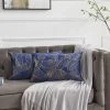 MINKUROW Housse De Coussin 30 X 50 Cm Velours Feuilles D'or Housses De Coussin Bleu Décoratif Housse De Coussin Jeter Oreiller Pour Canapé Chambre Salon Ensemble De 2
