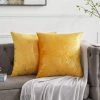 MINKUROW Housse De Coussin 50x50 Cm Velours Feuilles D'Or Housses De Coussin Jaune Housse De Coussin Décorative Coussin Pour Canapé Chambre Salon Ensemble De 2