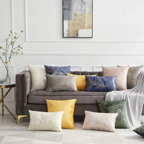 MINKUROW Housse De Coussin 50x50 Cm Velours Feuilles D'Or Housses De Coussin Jaune Housse De Coussin Décorative Coussin Pour Canapé Chambre Salon Ensemble De 2 4 MINKUROW Housse De Coussin 50x50 Cm Velours Feuilles D'Or Housses De Coussin Jaune Housse De Coussin Décorative Coussin Pour Canapé Chambre Salon Ensemble De 2 – Image 4