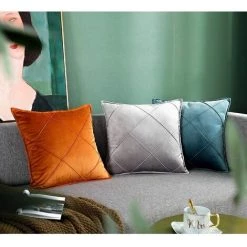 MINKUROW Ensemble De Housse De Coussin Doux Et Simple En Velours De Haute Qualité, Housse De Coussin Décorative Pour Canapé (45 * 45 Cm (1 Gris)) -France Coussin et housse de coussin Soldes Boutique 64682479 3