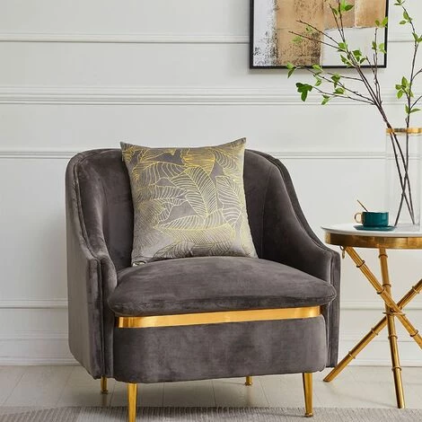 MINKUROW Housse De Coussin 50 X 50 Cm Velours Feuilles D'or Housses De Coussin Gris Décoratif Housse De Coussin Jeter Oreiller Pour Canapé Chambre Salon Ensemble De 2 5 MINKUROW Housse De Coussin 50 X 50 Cm Velours Feuilles D'or Housses De Coussin Gris Décoratif Housse De Coussin Jeter Oreiller Pour Canapé Chambre Salon Ensemble De 2 – Image 5