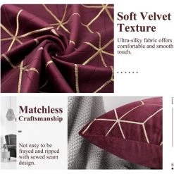 MINKUROW Housse De Coussin En Velours, 2 Pcs Taie D'Oreiller Carrée Avec Motif Géométrique Brodé Doré, Taie D'Oreiller Douce Housse De Coussin Pour Voiture Canapé Salon, 45 X 45 Cm - Bordeaux 7 MINKUROW Housse De Coussin En Velours, 2 Pcs Taie D'Oreiller Carrée Avec Motif Géométrique Brodé Doré, Taie D'Oreiller Douce Housse De Coussin Pour Voiture Canapé Salon, 45 X 45 Cm - Bordeaux -France Coussin et housse de coussin Soldes Boutique 64682577 3