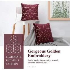 MINKUROW Housse De Coussin En Velours, 2 Pcs Taie D'Oreiller Carrée Avec Motif Géométrique Brodé Doré, Taie D'Oreiller Douce Housse De Coussin Pour Voiture Canapé Salon, 45 X 45 Cm - Bordeaux 8 MINKUROW Housse De Coussin En Velours, 2 Pcs Taie D'Oreiller Carrée Avec Motif Géométrique Brodé Doré, Taie D'Oreiller Douce Housse De Coussin Pour Voiture Canapé Salon, 45 X 45 Cm - Bordeaux -France Coussin et housse de coussin Soldes Boutique 64682577 4