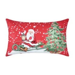 HOMEMAISON Coussin Déhoussable Père Noel Rouge 30 X 50 Cm - Rouge
