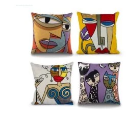 LUCKY-88 Abstrait Van Gogh Meow Star Man Brodé Broderie Oreiller Housse De Coussin Chevet Canapé Voiture Coussin