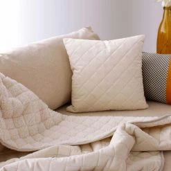 ENJOY HOME Coussin Déhoussable 40x40 Cm GATSBY Velours - ECRU -France Coussin et housse de coussin Soldes Boutique 64887505 5