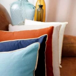 ENJOY HOME Coussin Déhoussable 40x40 Cm VEGETALIS Coton Flammé - NATUREL Finition Bourdon Doré -France Coussin et housse de coussin Soldes Boutique 64887507 5