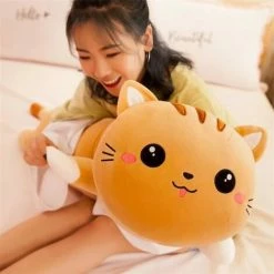 PERLE RARE Long Happy Cat Oreiller En Peluche, Animaux En Peluche Oreiller Pour Chat Mignon Oreiller De Couchage, Oreiller Doux Pour Le Corps Poupée Jouet Cadeau Pour Petite Amie Enfants (Marron, 20in/50cm) -France Coussin et housse de coussin Soldes Boutique 64904207 4
