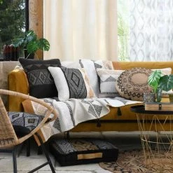 HOMEMAISON Coussin Rond Au Style Ethnique Naturel Ø 45 Cm - Naturel -France Coussin et housse de coussin Soldes Boutique 64927852 4